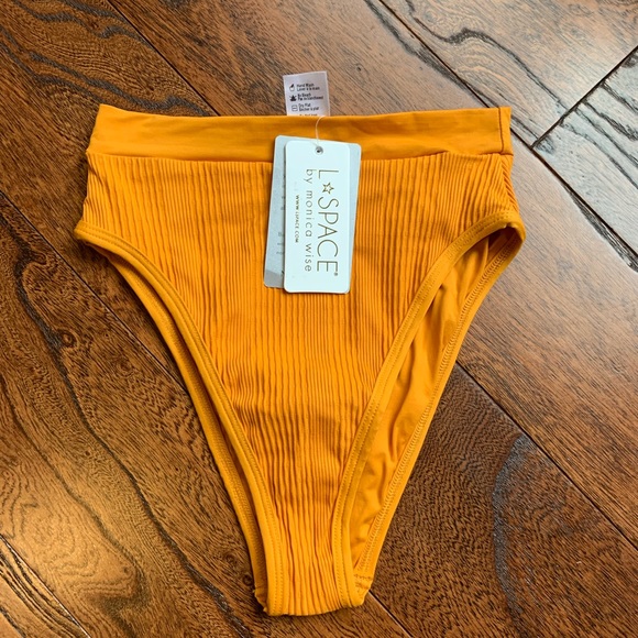 l*space Other - L Space Pointelle Rib Bitsy Cut Frenchi Bikini Bottom Sz S Mandarin
